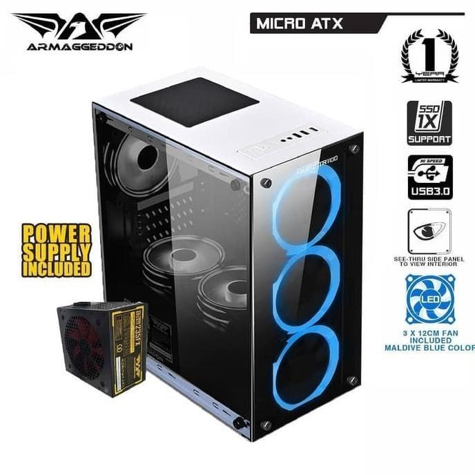 Gambar Casing Cpu Gaming Armaggeddon NIMITZ TR1100 include 3 Fan Blue + Psu - 3 fan +PSU, Hitam dari Nishimura Deals undefined Tokopedia