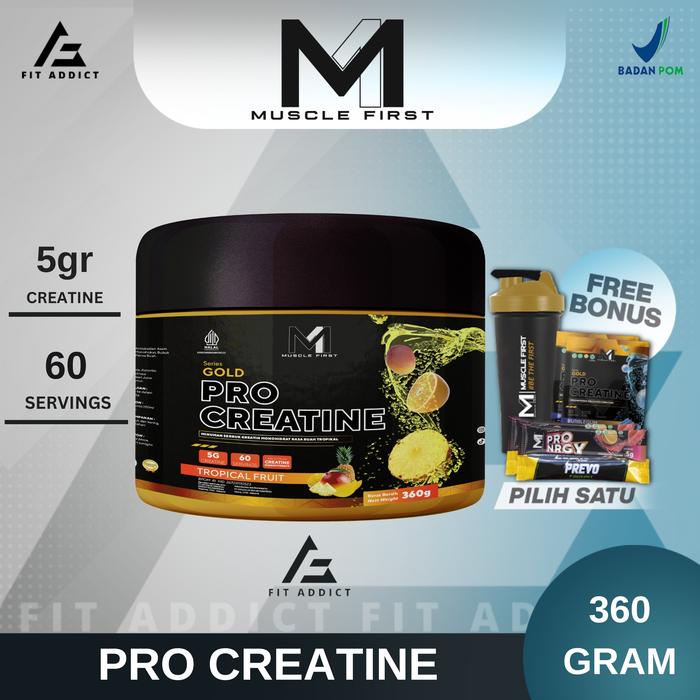 Gambar M1 MuscleFirst Gold Pro Creatine 360gr 360 gr Creatine Monohydrate - Tropical Fruit, SHAKER M1 dari Fit Addict undefined Tokopedia