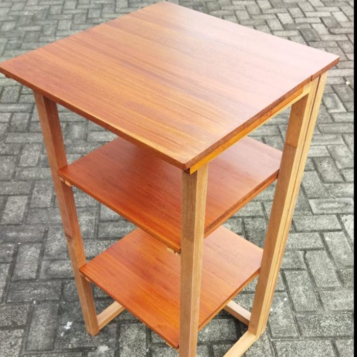 Gambar Meja Lipat Rak / Nakas Lipat Full Kayu Solid ( 50x50 cm Tinggi 100 cm ) - Full Coklat dari Lukito Ecowood undefined Tokopedia