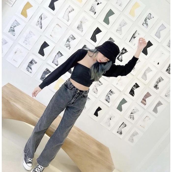 Gambar celana kulot wanita jeans terbaru - Snow Black, 31 dari Voltex store undefined Tokopedia