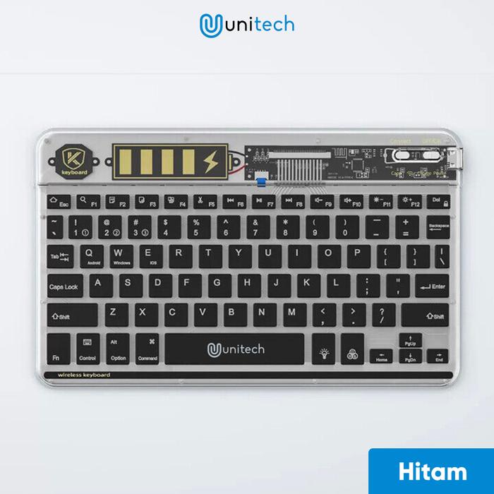 Gambar Wireless Bluetooth Keyboard Transparant Unitech LED RGB Portable - Hitam dari Unitech Shop_NEW undefined Tokopedia