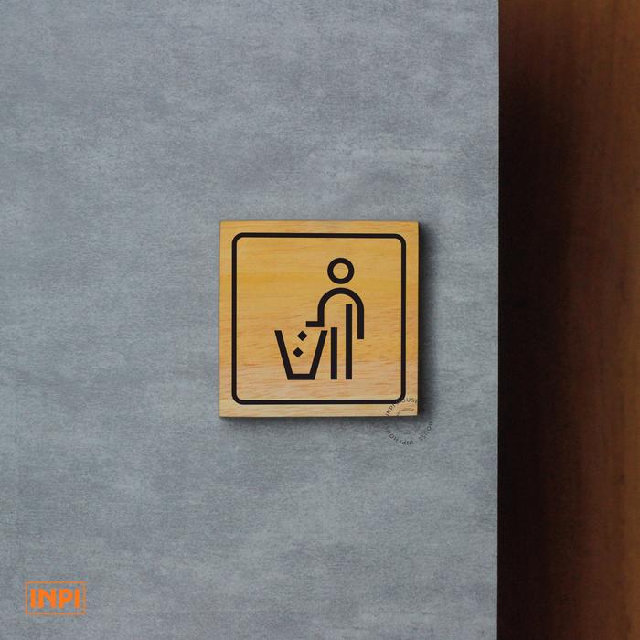 Gambar Sign Buang Sampah Pada Tempatnya Kayu + Sticker Hitam Putih - INPI HOUSE - Hitam dari INPI House undefined Tokopedia