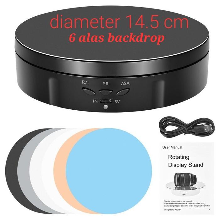 Gambar stand rotating display alas putar fotografi produk meja putar elektrik - 14.5cm hitam6BG dari KJ aksesoris elektronik undefined Tokopedia