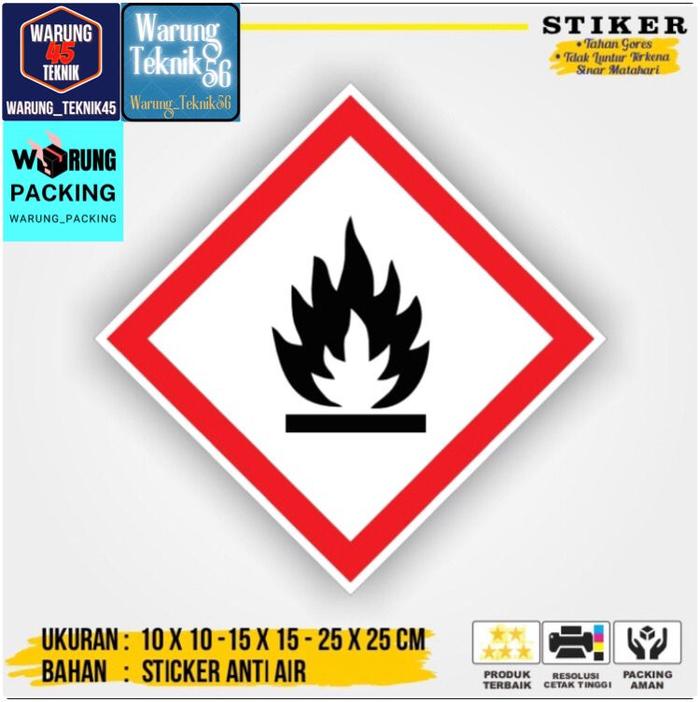 Gambar ￼￼Stiker Label Tanda Simbol Limbah B3 Stiker Bahan Berbahaya Beracun - Flamable  dari warung packing45 undefined Tokopedia