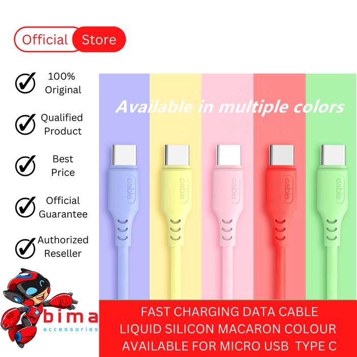 Kabel Data Charger Micro USB Type C Android Data Cable Fast Charging  Micro USB, Merah Muda