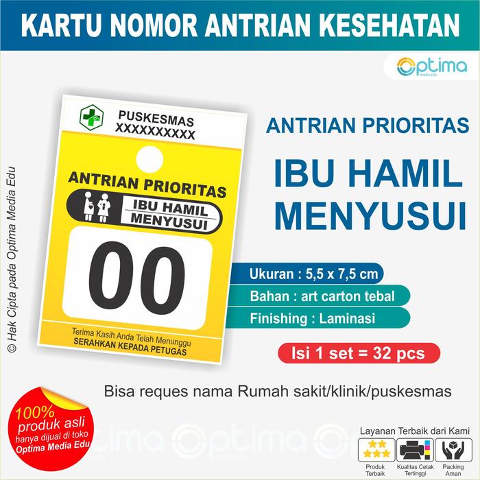 Gambar KARTU NOMOR ANTRI / ANTRIAN BANK , PUSKESMAS, KLINIK, DOKTER, BIDAN, M - BUMIL-SUI, 1 - 160 dari Optima Media Edu undefined Tokopedia