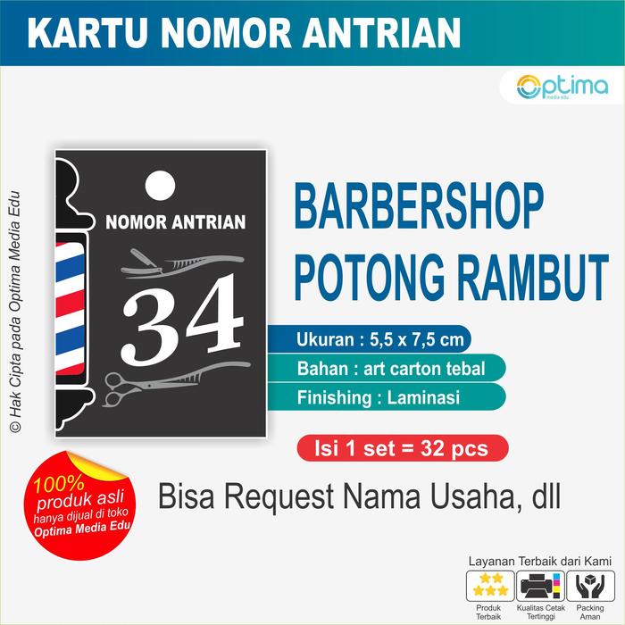Gambar Kartu Nomor Antri / Antrian Bengkel / Warung / Cuci motor /BARBERSHOP - BARBERSHOP, 1 - 64 dari Optima Media Edu undefined Tokopedia