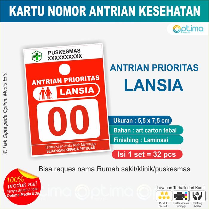 Gambar KARTU NOMOR ANTRI / ANTRIAN BANK , PUSKESMAS, KLINIK, DOKTER, BIDAN, M - LANSIA, 1 - 160 dari Optima Media Edu undefined Tokopedia