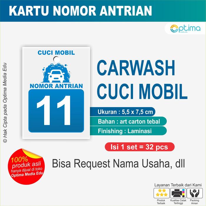Gambar Kartu Nomor Antri / Antrian Bengkel / Warung / Cuci motor /BARBERSHOP - CUCI MOTOR, 1 - 96 dari Optima Media Edu undefined 5 Tokopedia