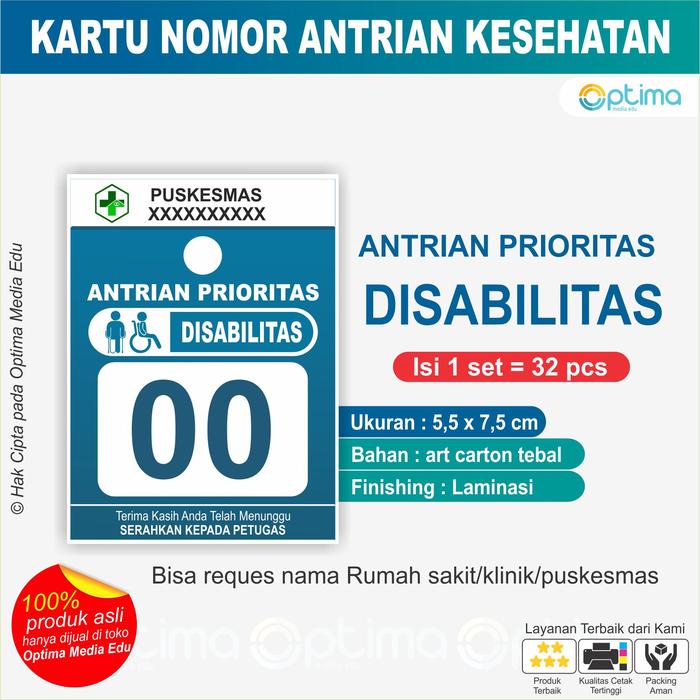 Gambar KARTU NOMOR ANTRI / ANTRIAN BANK , PUSKESMAS, KLINIK, DOKTER, BIDAN, M - DISABILITAS, 1 - 64 dari Optima Media Edu undefined Tokopedia