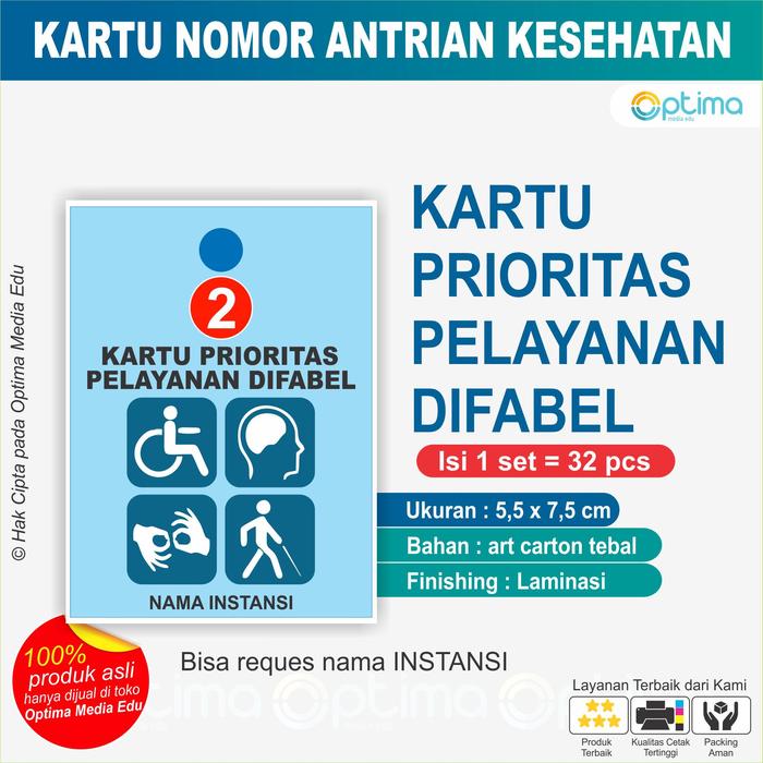 Gambar KARTU NOMOR ANTRI / ANTRIAN BANK , PUSKESMAS, KLINIK, DOKTER, BIDAN, M - LYNN DISABILTS, 1 - 32 dari Optima Media Edu undefined Tokopedia