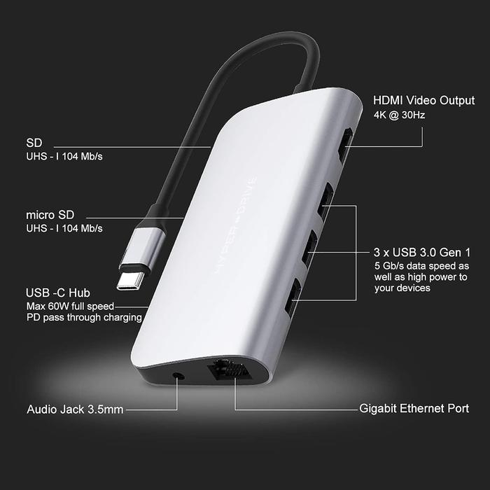 Promo HyperDrive POWER 9-in-1 USB-C Hub iPad Pro Air Macbook Pro Space ...