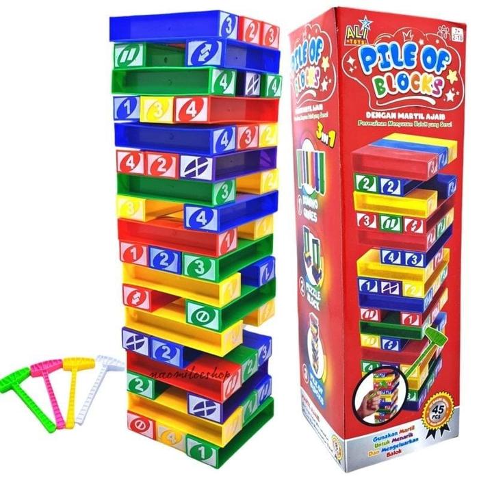 Gambar PILE OF BLOCK AU 04 - MAINAN BALOK SUSUN 3 IN 1 DOMINO GAME PUZZLE GAME TOWER STACKO SNI dari Vnc onlineshop undefined Tokopedia