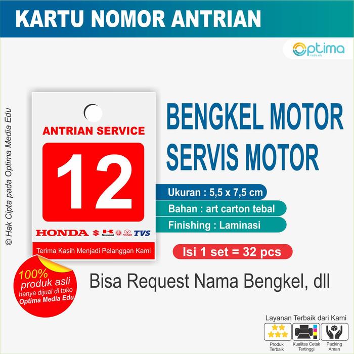 Gambar Kartu Nomor Antri / Antrian Bengkel / Warung / Cuci motor /BARBERSHOP - CUCI MOTOR, 1 - 96 dari Optima Media Edu undefined 2 Tokopedia