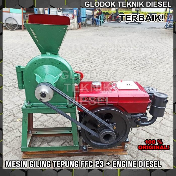Gambar Mesin Giling Tepung FFC 23 + Penggerak Engine Diesel Solar DISK MILL - +Diesel 8pk dari Glodok Diesel undefined Tokopedia