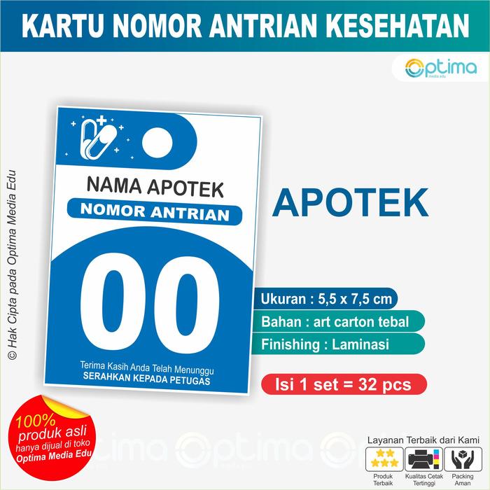 Gambar KARTU NOMOR ANTRI / ANTRIAN BANK , PUSKESMAS, KLINIK, DOKTER, BIDAN, M - APOTEK, 1 - 160 dari Optima Media Edu undefined Tokopedia