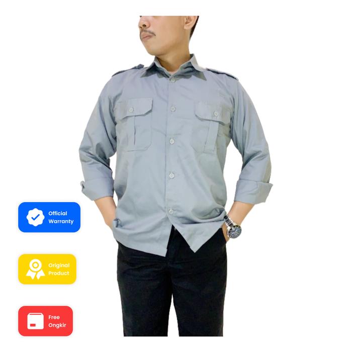 Gambar Baju Kemeja PDL Lengan Panjang Abu-Abu PDH Safari Seragam Kerja Korsa - Abu-abu, XXL dari INSRAGAM undefined 4 Tokopedia