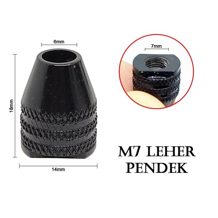 Gambar THREE JAWS MINI DRILL CHUCK SCREW M7 M8 KEPALA BOR KECIL MINI - M7 LEHER PENDEK dari KCN Elektronik undefined Tokopedia