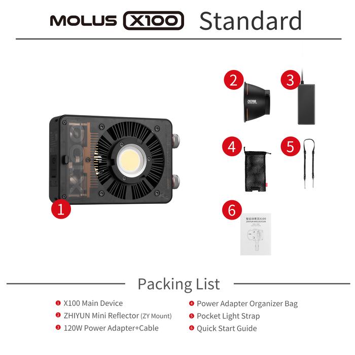 Gambar Lampu Zhiyun Molus X100 LED Pocket COB Lighting Portable Flash - X100 STANDARD, BLACK dari Denka Pratama undefined Tokopedia