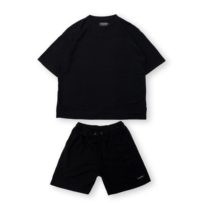 Gambar Jane Frey Clothing 8174 Oversized Set Tshirt Pria M-XL Waffle - B Black, L dari Jane Frey Clothing undefined Tokopedia