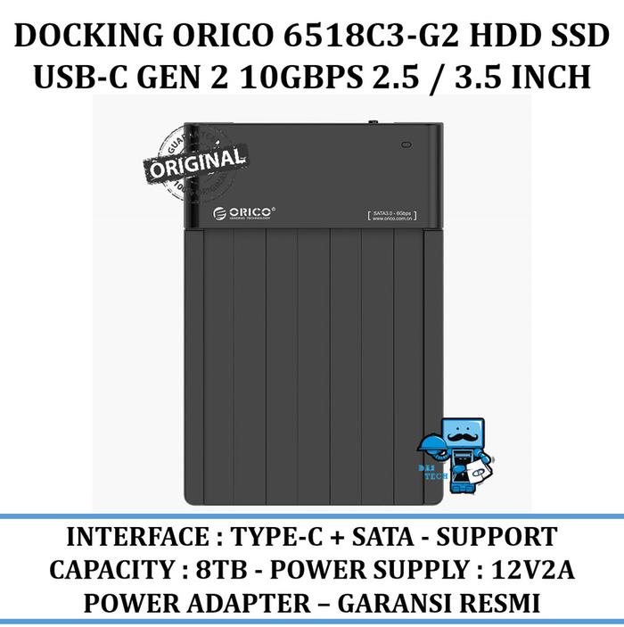 Jual Docking Orico 6518c3-G2 Hdd Ssd Usb-C Gen 10gbps