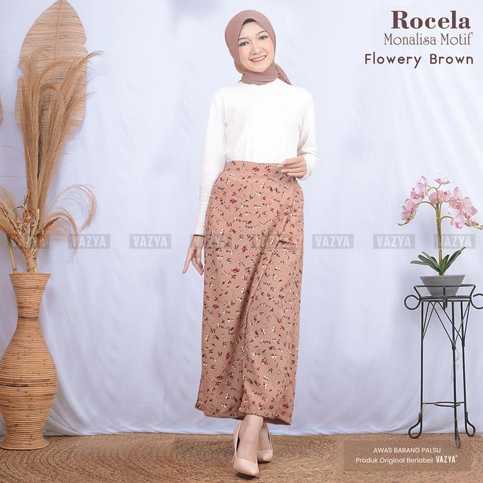 Gambar Rok Celana Monalisa Motif - Flowery Brown dari VazyaHijab undefined Tokopedia