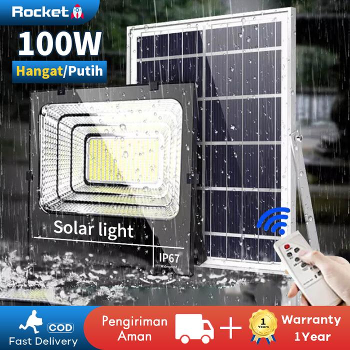 Gambar Solar Light Lampu Panel Surya Tenaga Lampu Tembak Solar Cell 300W LED - 100W, Putih dari Rocket- undefined Tokopedia