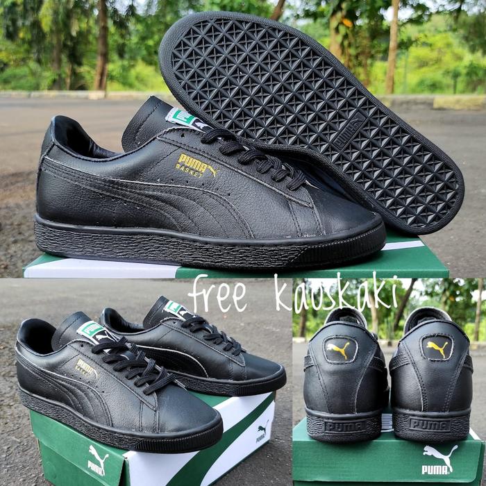 Gambar Sepatu Puma Classic Kulit Leather Sepatu Kasual Sepatu Sneakers Pria - full hitam, 39 dari 2kakiku undefined Tokopedia