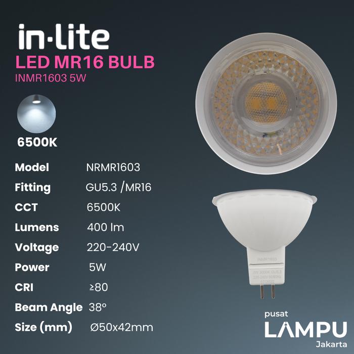 Gambar INLITE MR16 5watt 220volt led 5w 3000k 4000k 6500k - 6500K dari Pusat Lampu Jakarta undefined Tokopedia