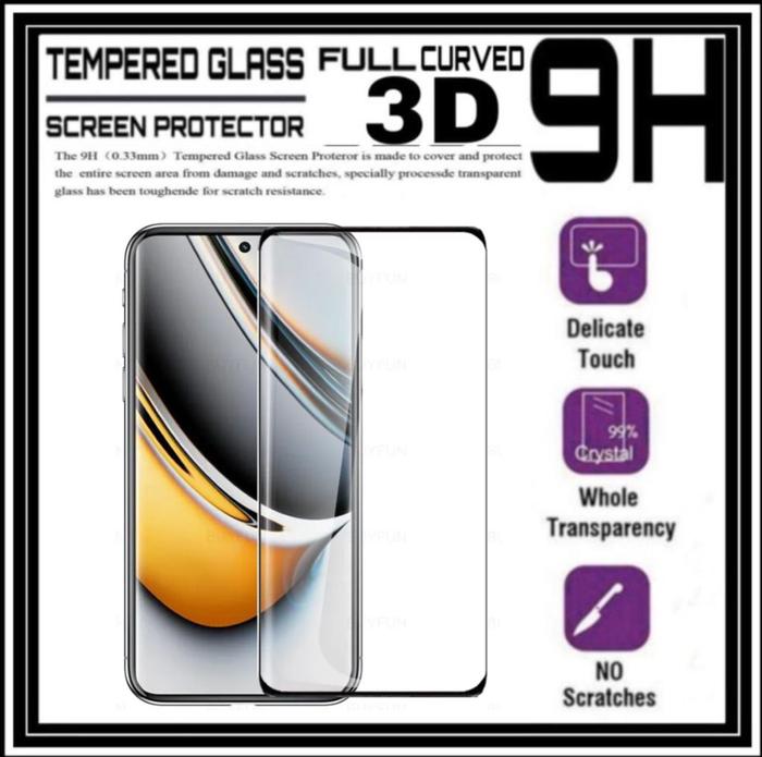 Gambar Realme 11 Pro / Pro Plus 5G Tempered Glass 3D Curved Full Glue Screen - FRAME - HITAM , REALME 11 PRO  dari Markas acc 88 undefined Tokopedia