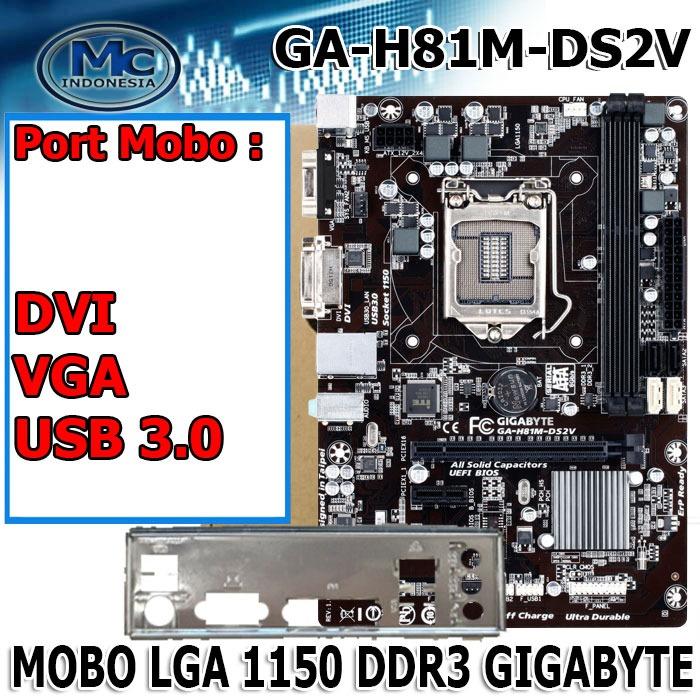Gambar MOBO Motherboard Mainboard Intel LGA 1150 On board H81 GIGABYTE - H81M-DS2V dari Mides Komputer undefined Tokopedia