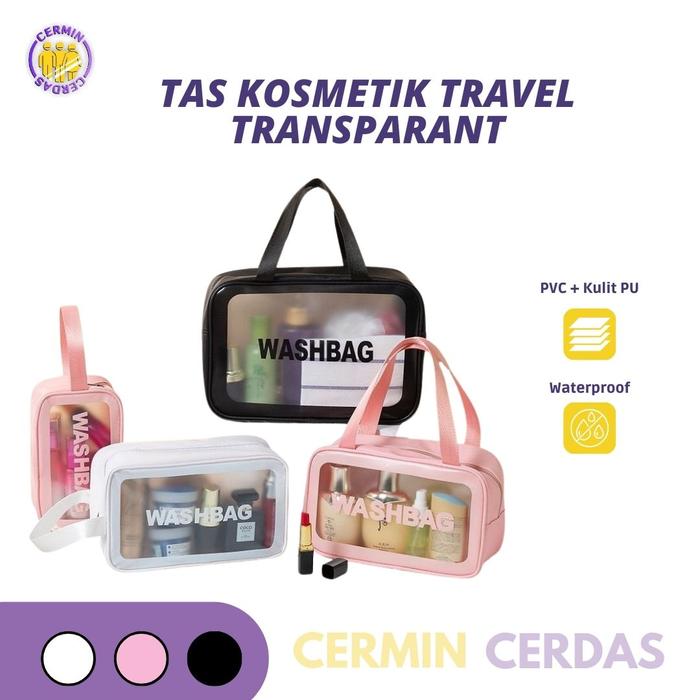 Gambar Tas Kosmetik Transparant Wash Bag Pouch Travel Dompet Make Up - Pink, Kecil dari CERMIN CERDAS INDONESIA undefined Tokopedia