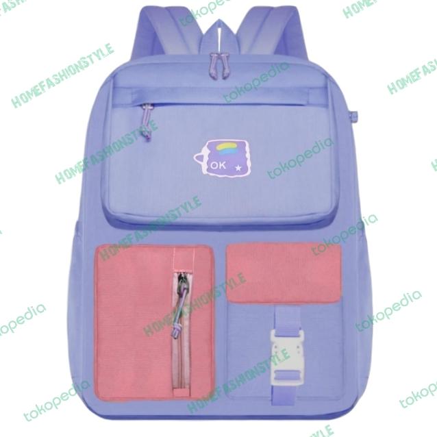 Gambar tas sekolah anak perempuan sd dan smp model lucu korea style - Ungu dari HomeFashionStyle undefined Tokopedia