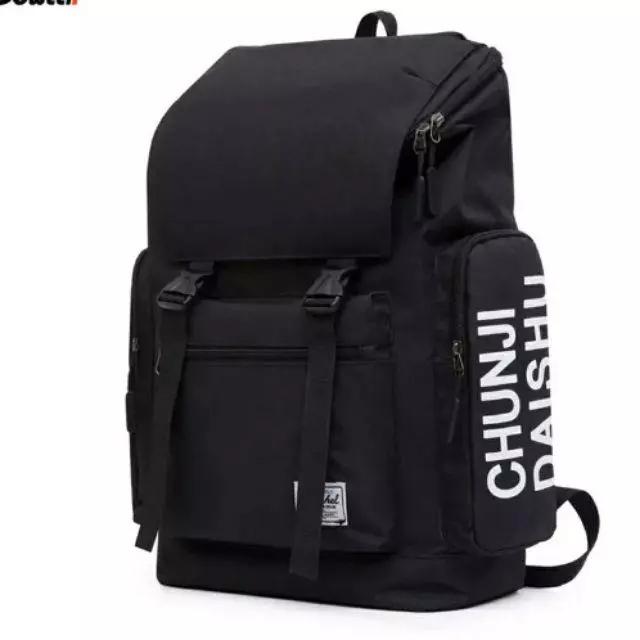 Gambar tas ransel pria sekolah kanvas punggung murah keren trendy hitam black - Motif 2 dari malkan undefined Tokopedia