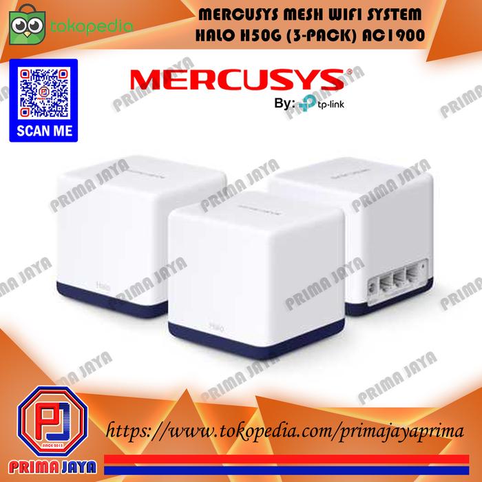 Mercusys TP-Link Halo H1200G (3-pack) - Sistema WiFi Mesh Dual Band AC1200, Copertura Fino A 320 M², 3 Unità Con Porte Gigabit