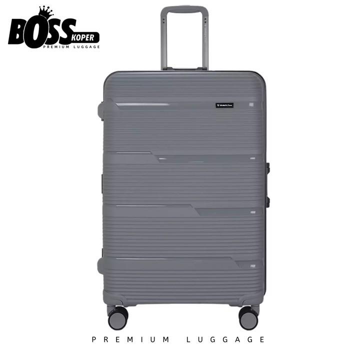 Gambar Koper 28 Inch Hardcase Kuat TRAVEL TIME Tanpa Zipper/Frame + TSA - Abu-abu dari Boss Koper undefined Tokopedia