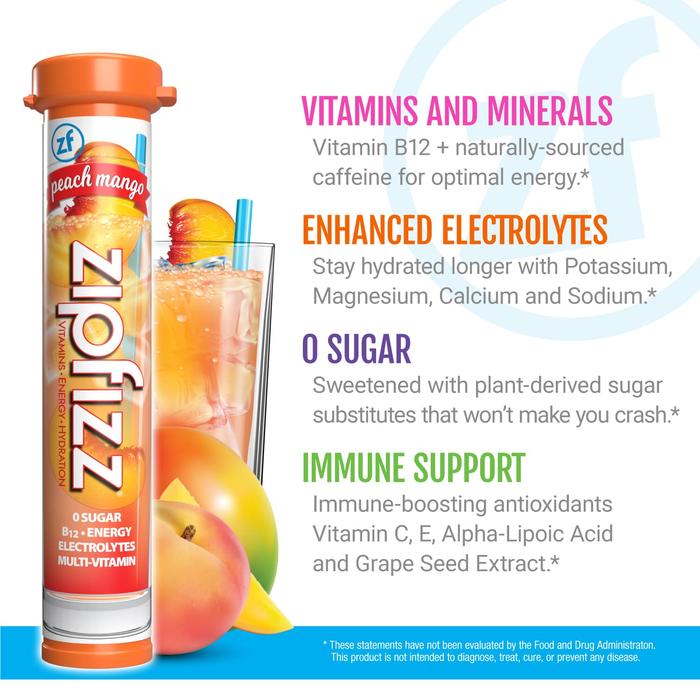 Gambar Zipfizz Energy Drink Mix Electrolytes Hydration Powder B12 & Vitamins - Peach Mango dari Everything USA undefined Tokopedia