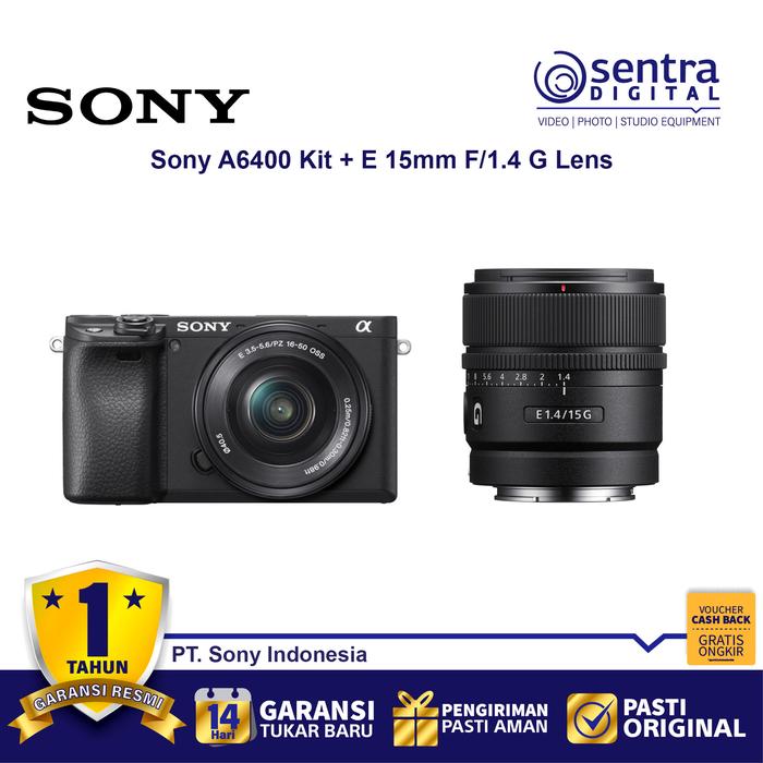 Gambar Sony Alpha A6400 Kit 16-50mm Bundling E 15mm F/1.4 G Lens (SEL15F14G) - Black dari Sentra Digital undefined Tokopedia