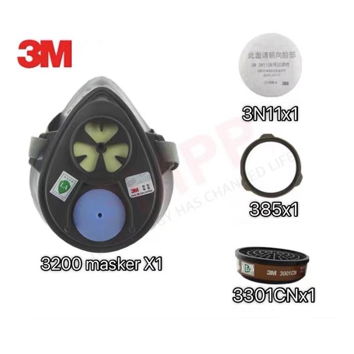 Gambar 3M Masker 3200 Single Cartridge Half Facepiece Reusable Respirator - SET 3200 4in1 dari 3MPP SHOP undefined Tokopedia