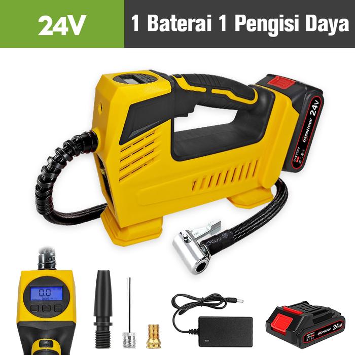 Gambar IRONHOOF Pompa Ban Mobil Truk Motor Elektrik Cek Tekanan Angin - 24V 1 Baterai dari IRONHOOF shop. undefined Tokopedia