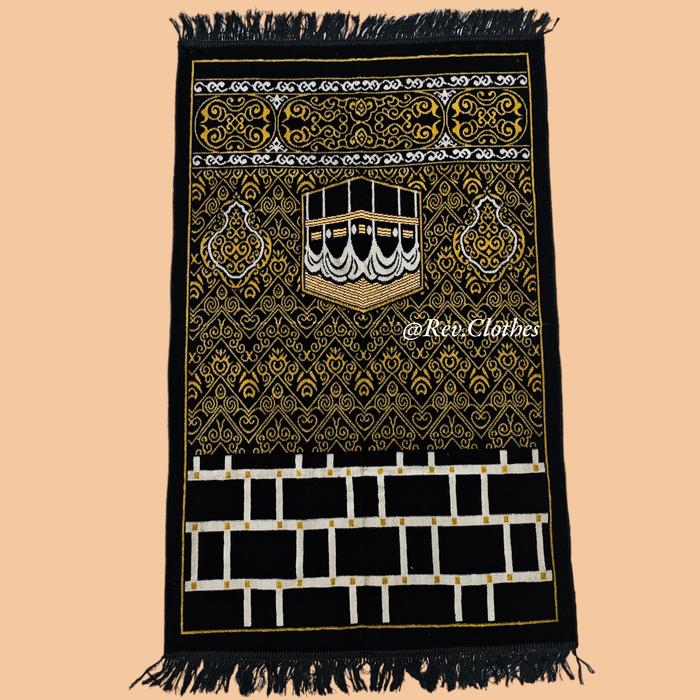 Gambar SAJADAH HITAM TURKY / 110x70cm / SAJADAH TEBAL TURKI PREMIUM - Kakbah Notif dari Rev muslim store undefined Tokopedia