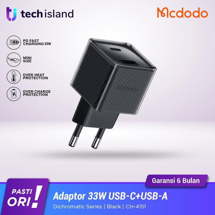 Gambar Mcdodo Adaptor Charger 33W USB-C+USB-A Gan Mini Size Turbo Charge PPS - BlueChromatic dari Tech Island undefined 5 Tokopedia
