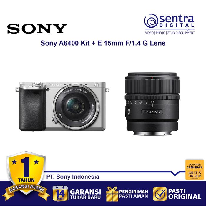 Gambar Sony Alpha A6400 Kit 16-50mm Bundling E 15mm F/1.4 G Lens (SEL15F14G) - Silver dari Sentra Digital undefined Tokopedia