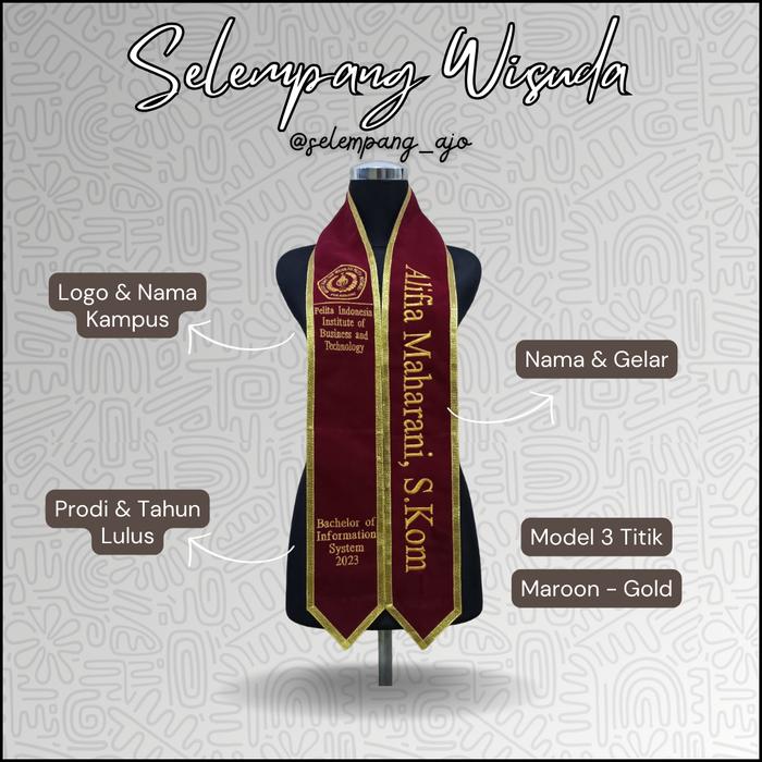 Gambar Selempang Wisuda Dua Sisi / Selempang Leher - 1, Putih dari SelempangAjo undefined Tokopedia