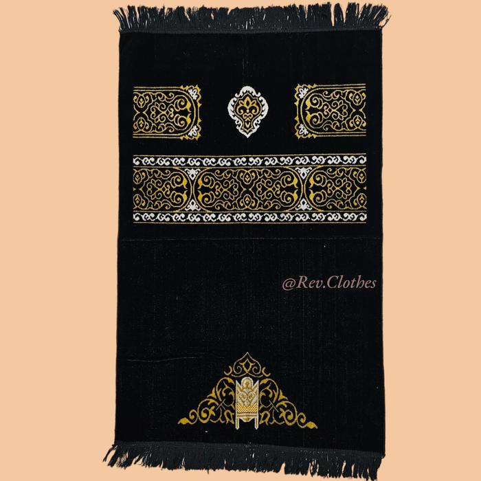 Gambar SAJADAH HITAM TURKY / 110x70cm / SAJADAH TEBAL TURKI PREMIUM - UKIRAN dari Rev muslim store undefined Tokopedia