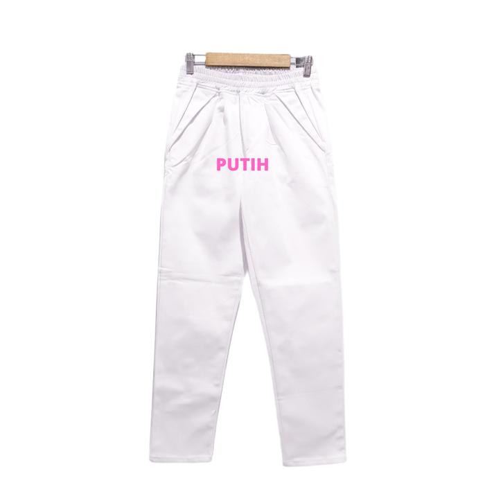 Gambar Celana Kerja Pinggang Full Karet Wanita /Celana Katun Twill Stretch - Putih, XXXL dari PAKAIANMURAH92 undefined Tokopedia