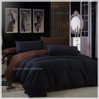 Gambar Bed cover Set Two tone Minimalise Selimut badcover Set 160x200 Premium - BLACK MIX BROWN, 90x200x20 dari queen laiba collection.3 undefined Tokopedia