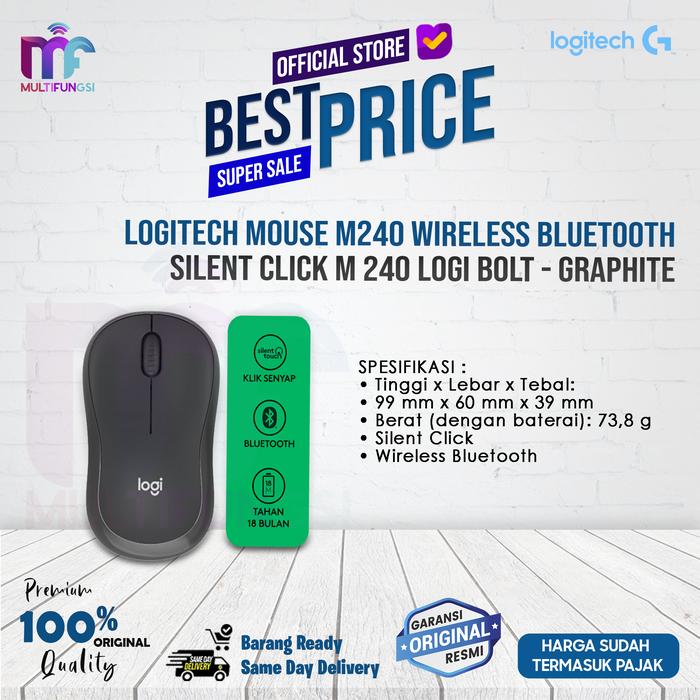 Gambar Logitech Mouse M240 Wireless Bluetooth Silent Click M-240 Logi Bolt - GRAPHITE dari Multifungsi Online undefined Tokopedia
