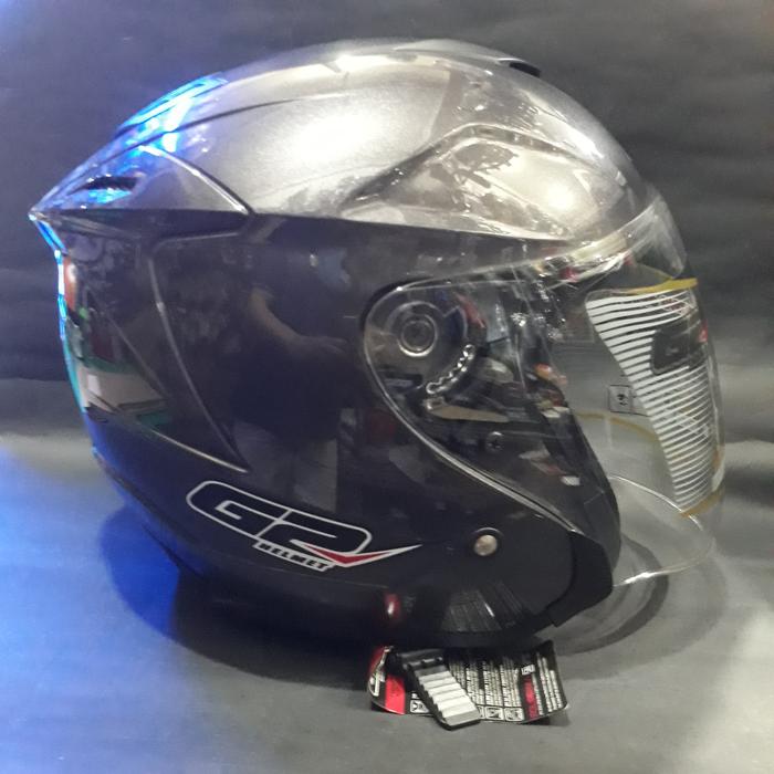 Gambar HELM G2 OPTIMAX SOLID HALF FACE DOUBLE VISOR - gunmetal dari ALASKA Motor SHOP undefined Tokopedia
