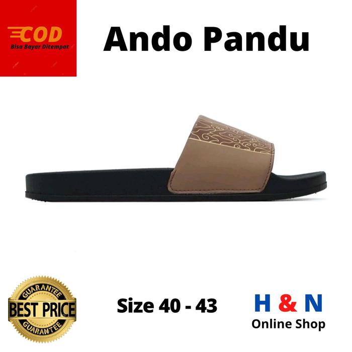 Gambar H&N Online Shop - Sendal Slide Pria ANDO PANDU - Ready SIze 40-43 - Cokelat / Emas, 41 dari H&N Online Shop undefined Tokopedia